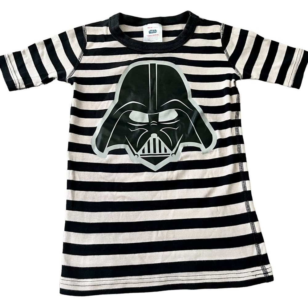Hanna Andersson Star Wars Darth Vader Black & Gray Stripe Shortalls shirt sz 10